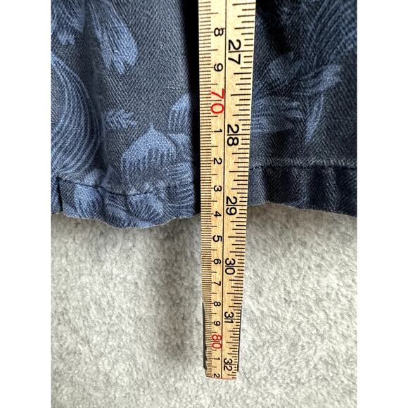 Vintage Silk Circa 1969 Button Down Men's XL Blue Short Sleeve Hawaiian Linen - Picture 9 of 11